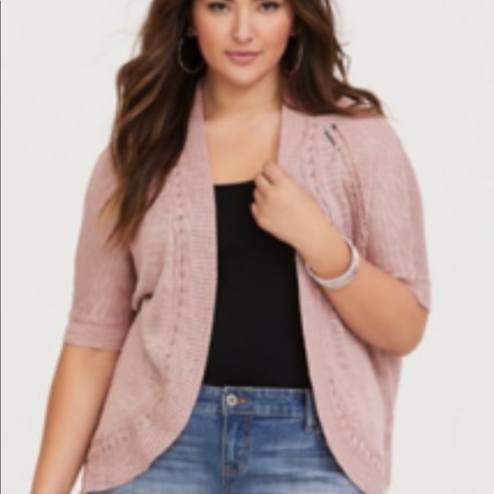 Torrid mauve pointelle dolman cardigan